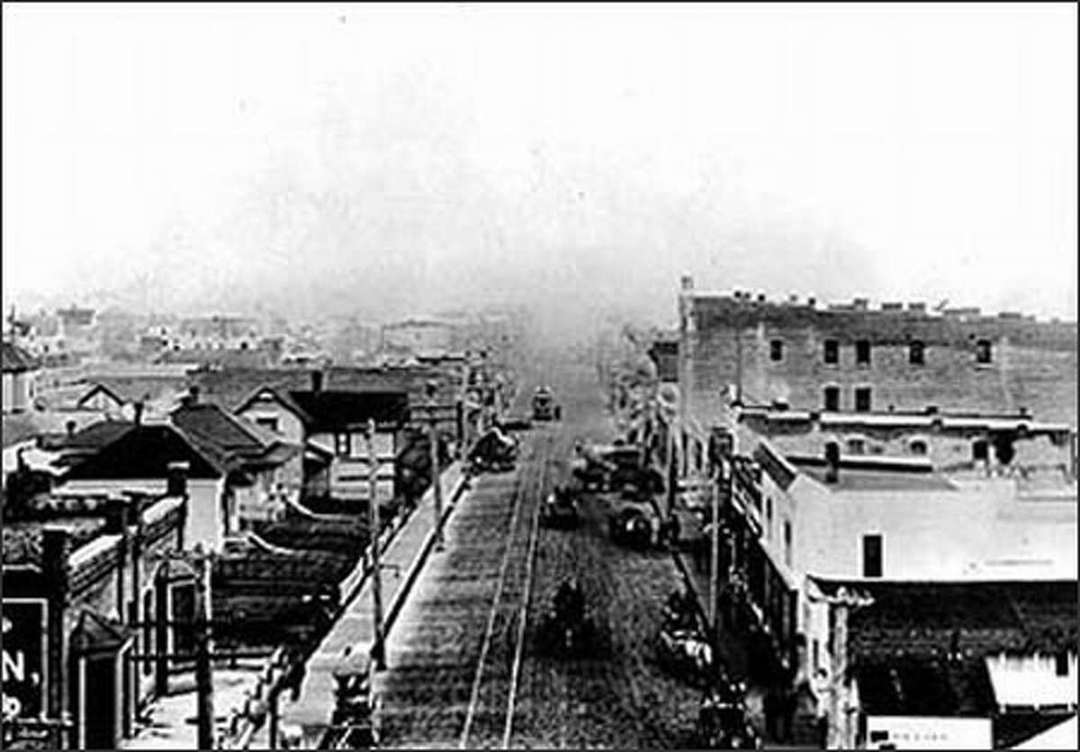One of the earliest shots of Ballard shows the rapidly growing metropolis circa 1900.