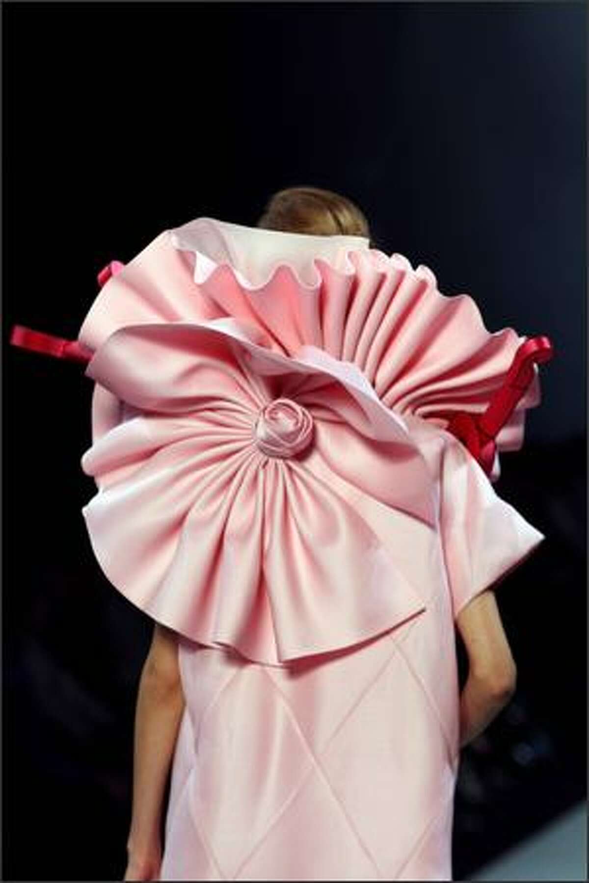 A model presents a creation by Dutch designers Viktor & Rolf during the Spring/Summer 2008 ready-to-wear collection show in Paris.