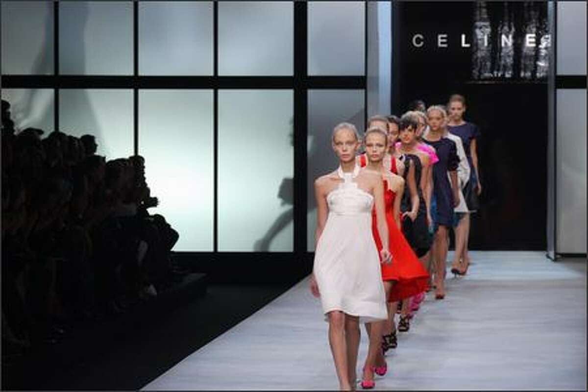 Models present creations by Croatian designer Ivana Omazic for Celine during Spring/Summer 2008 ready-to-wear collection show in Paris.