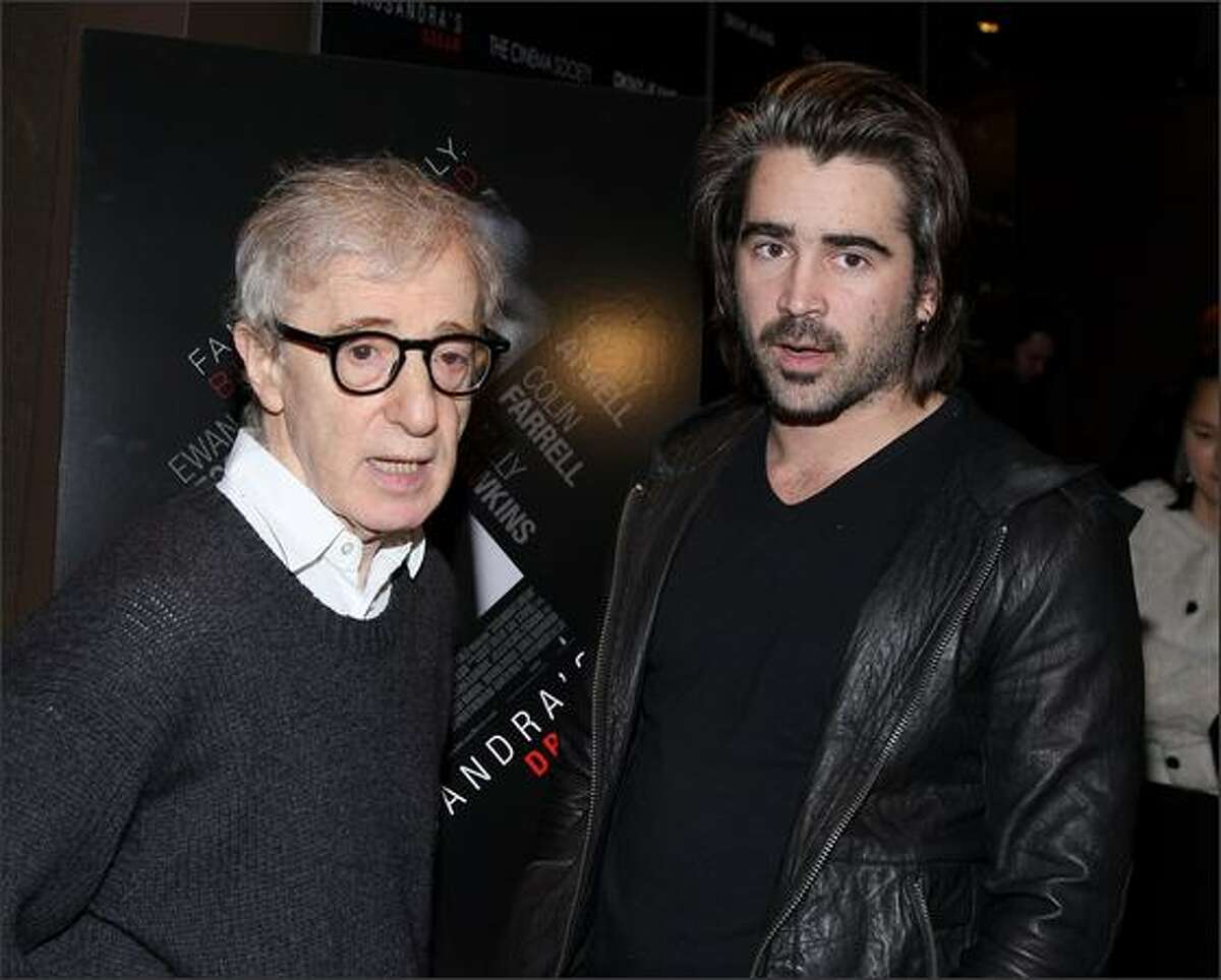 Writer/director Woody Allen and actor Colin Farrell attend the New York screening of "Cassandra's Dream" hosted by The Cinema Society and DKNY Jeans at the Tribeca Grand Screening Room on Tuesday in New York City.