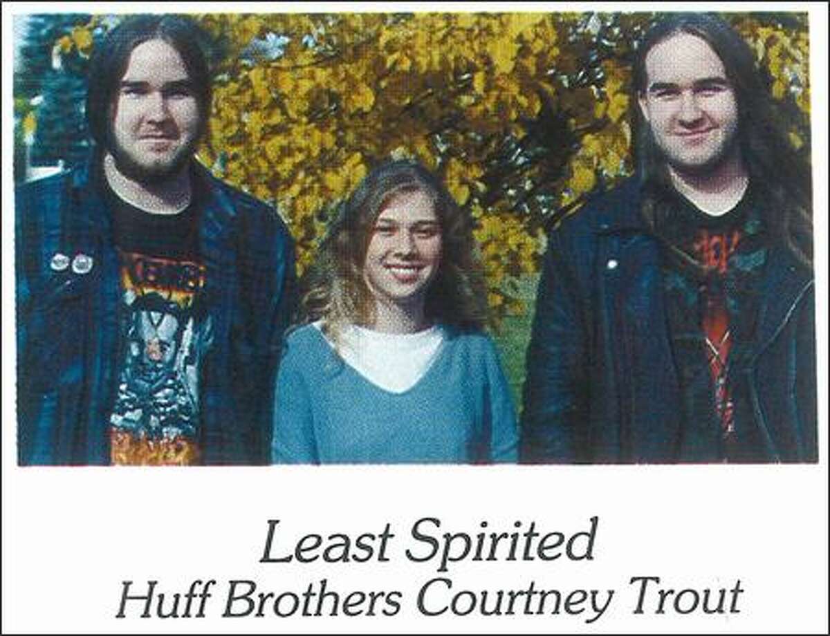 Whitefish High graduate Courtney Trout, 27, shares an odd connection with the Huff twins: She also was voted "least school spirited" and shares a photo along with the brothers in the class of 1996 yearbook.