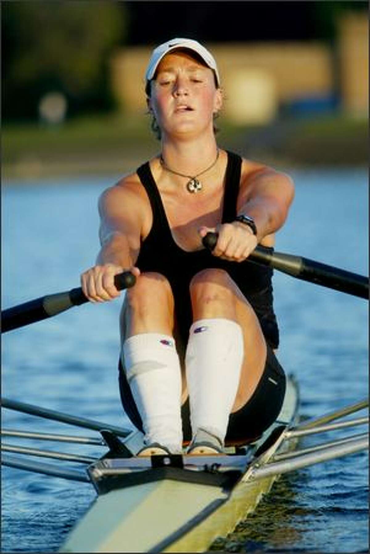 Heidi Dietrich, 27, works out on Green Lake in preparation for this week's USRowing Masters National Championships. Dietrich, who started rowing in high school, will compete in at least three events this week.