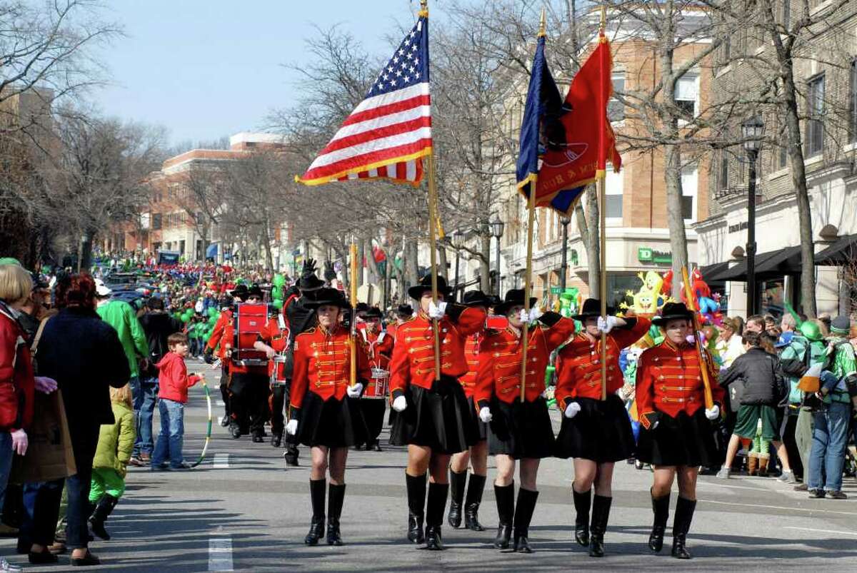 The 35th annual St Patrick's Day Parade heads down Greenwich Ave in Greenwich, Conn. on Sunday March 20, 2011, the parade is sponsored by the Greenwich Hibernian Association.