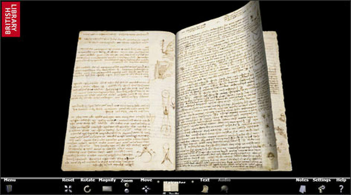 Turn the Pages 2.0 allows users to virtually flip through the pages of Leonardo da Vinci's notebooks.