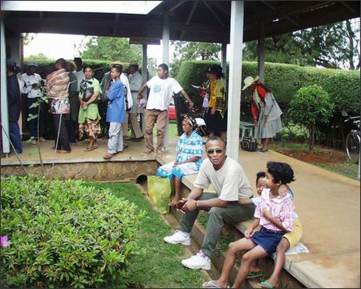 Malagasy patients wait outside Andranomadio Hospital, a small hospital and clinic in Madagascar, where Dr. David Roesel, a Harborview physician, has been helping periodically since 2004. (Photo courtesy of Dr. David Roesel)