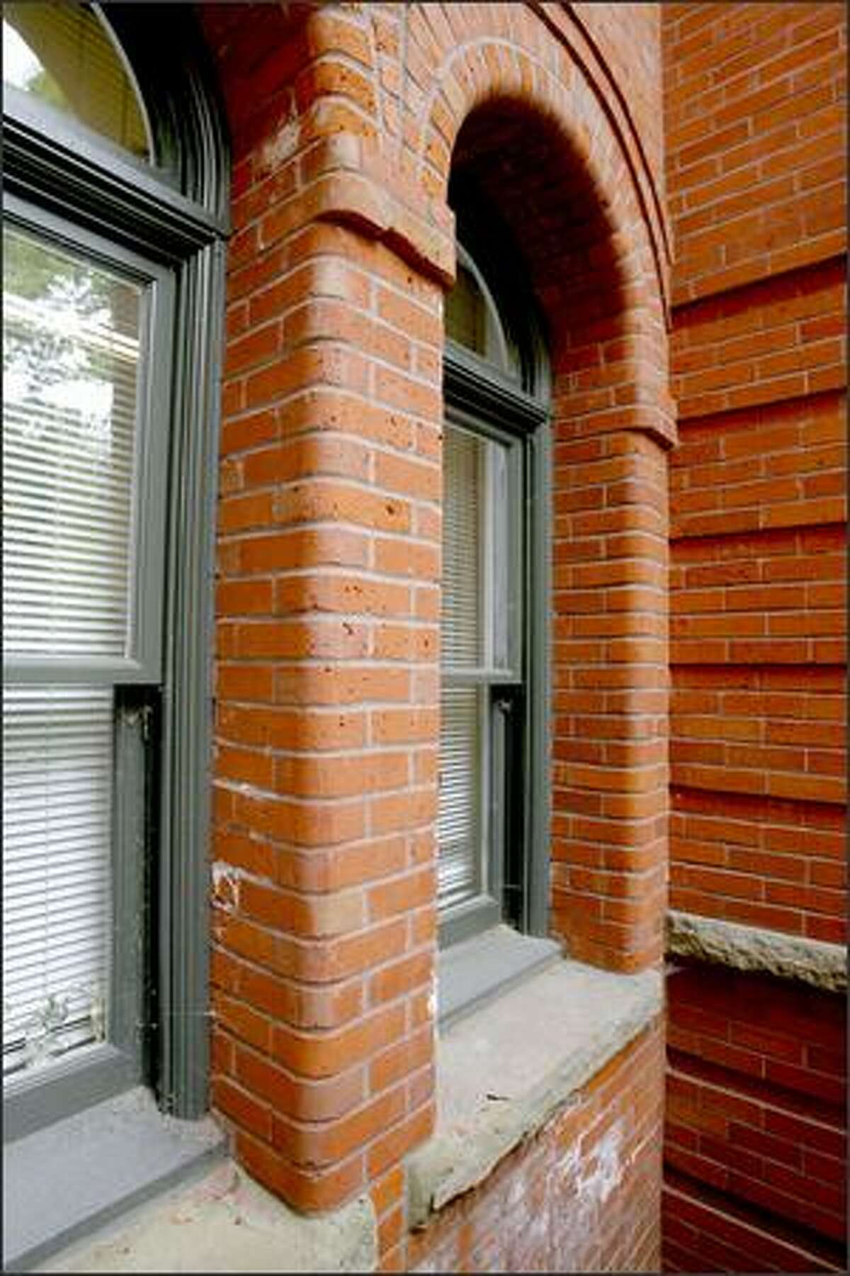 Rounded bricks at a window implant in UW's Parrington Hall are a welcoming gesture.