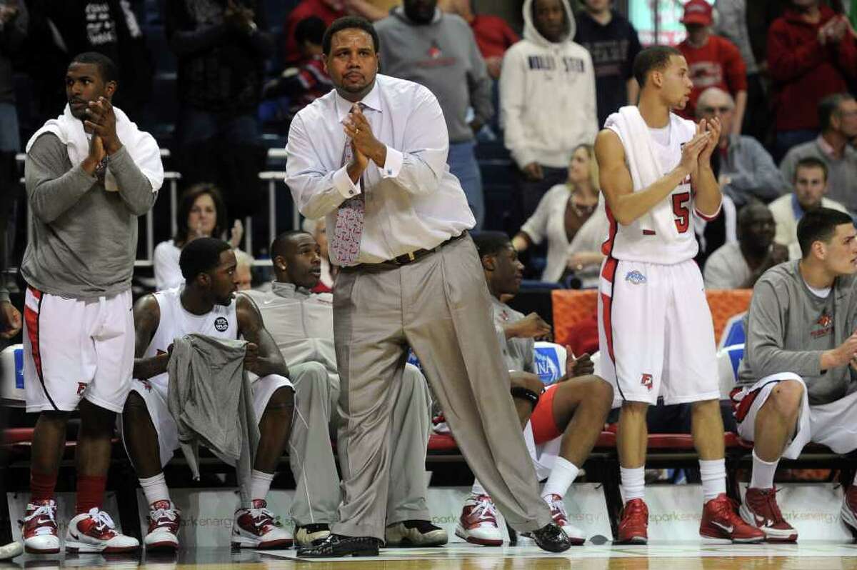 This photo made March 5, 2011 shows Fairfield University head coach Ed Cooley during a MAAC tournament quarterfinal men's basketball game in Bridgeport, Conn. Providence has hired former Cooley to replace the fired Keno Davis. (AP Photo/Connecticut Post, Brian A Pounds) ** MANDATORY CREDIT **