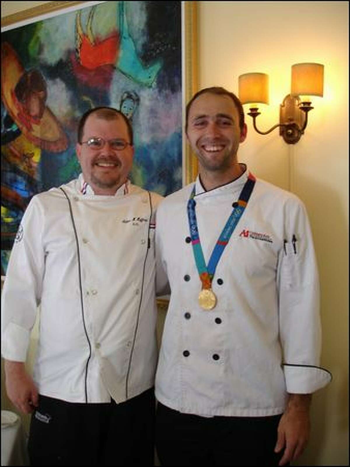 Rover's chef de cuisine Adam Hoffman, left, is a friend and kitchen mentor to Olympic rower Bryan Volpenhein