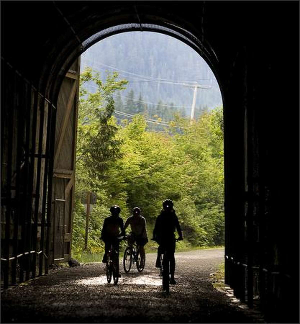 Riders head into the Snoqualmie Pass Tunnel.
