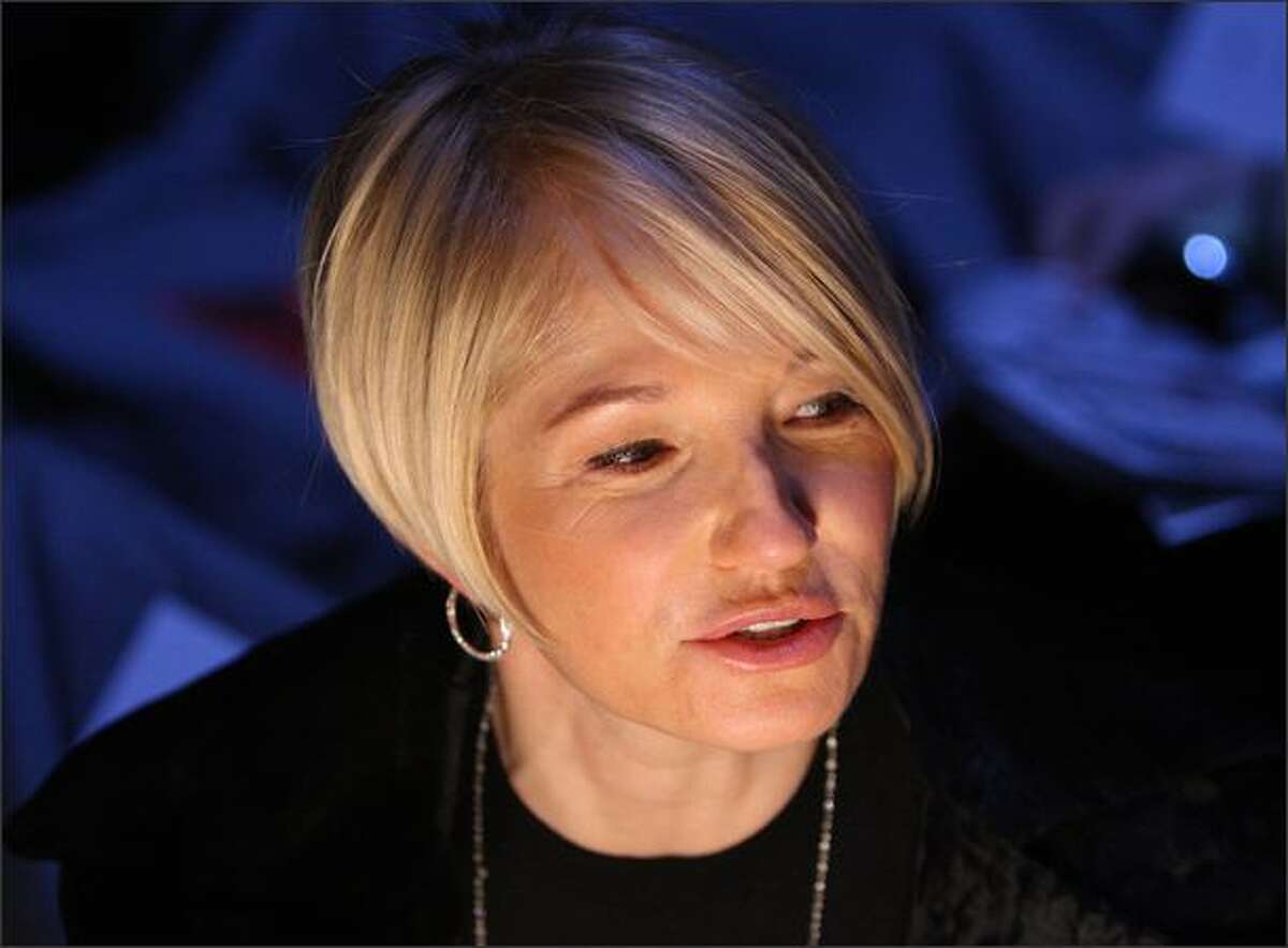Actress Ellen Barkin attends the Diane Von Furstenberg Fall 2008 fashion show during Mercedes-Benz Fashion Week Fall 2008 at The Tent at Bryant Park in New York City.