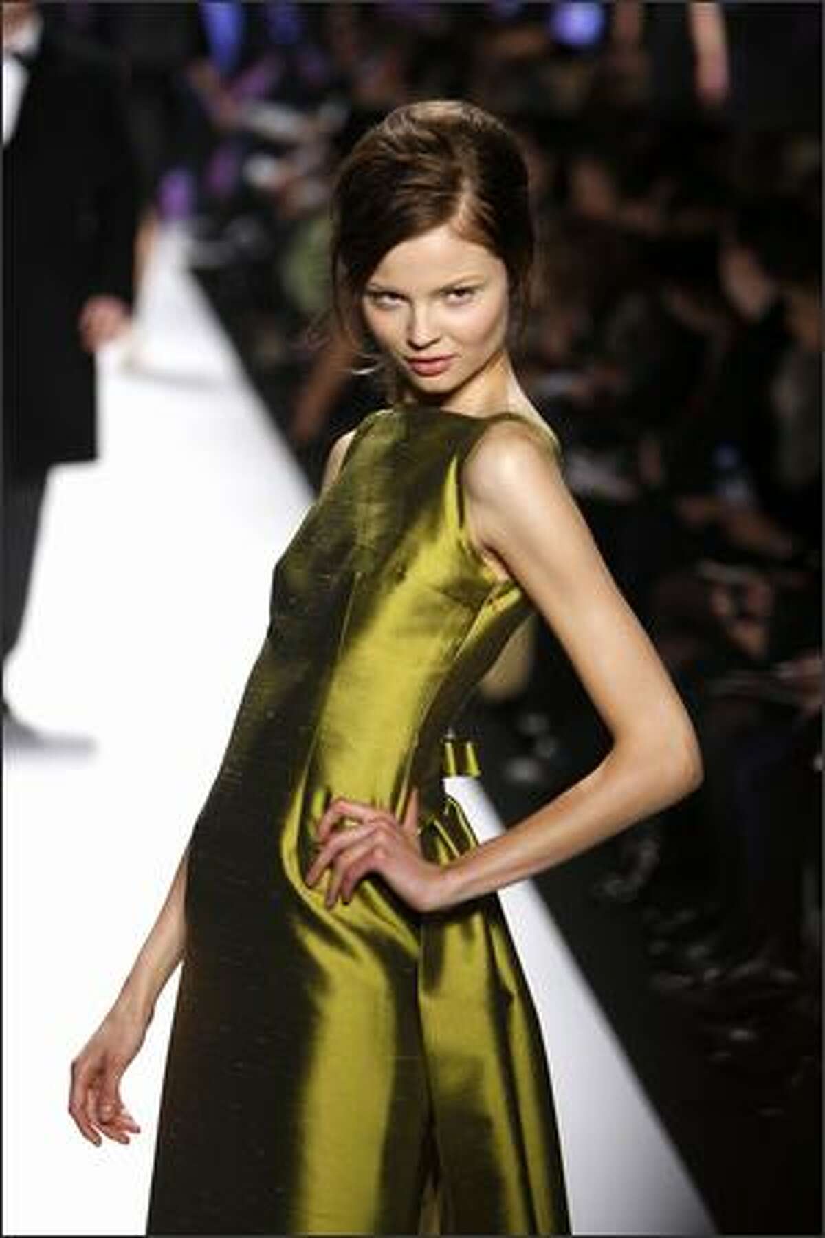 A model walks the runway at the Michael Kors Fall 2008 fashion show during Mercedes-Benz Fashion Week Fall 2008 at The Tent at Bryant Park in New York City.