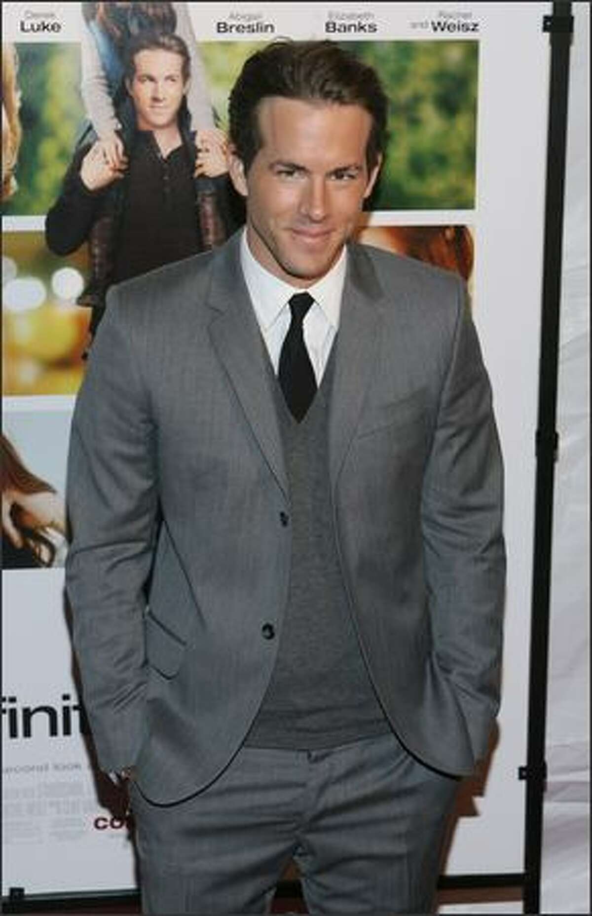 Actor Ryan Reynolds attends the premiere of "Definitely, Maybe" at the Ziegfeld Theater on Tuesday in New York City.