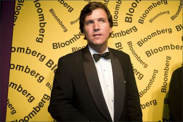 TV host Tucker Carlson arrives at the Bloomberg afterparty following the White House Correspondents' Dinner April 26, 2008 in Washington, DC.