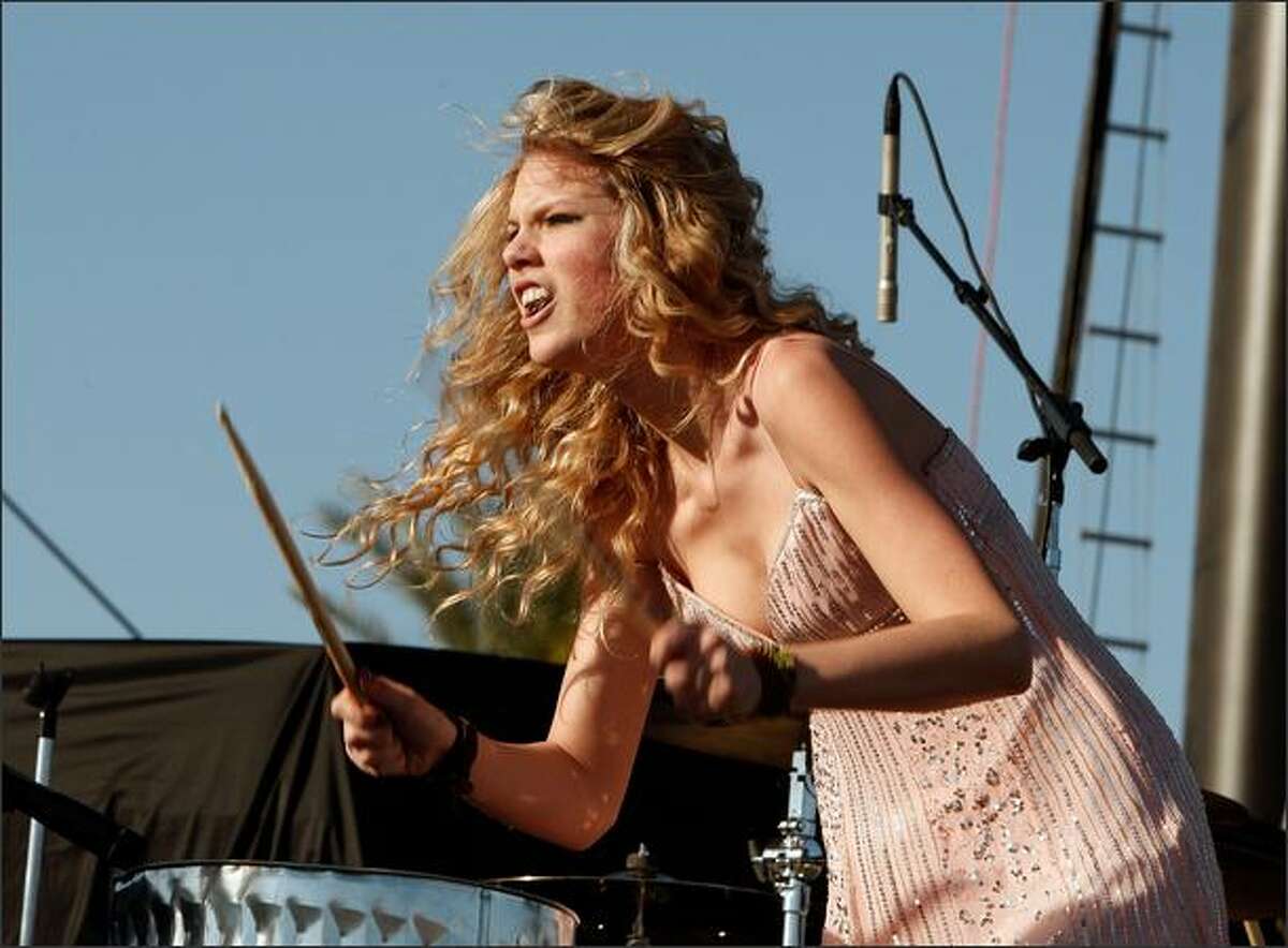 Musician Taylor Swift performs.