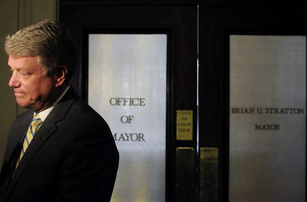 Schenectady Mayor Brian Stratton outside his office at City Hall in Schenectady Thursday March 24,2011.Stratton will be leaving his office to take a job as director ofthe New York State Canal Corp.( Michael P. Farrell/Times Union )