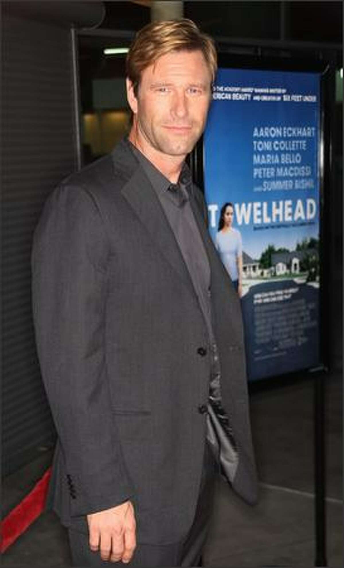 Actor Aaron Eckhart attends the "Towelhead" film premiere at the Arclight Cinemas on Wednesday in Hollywood, Calif.
