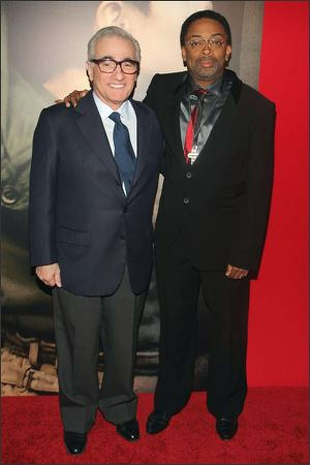 Directors Martin Scorsese and Spike Lee attend the premiere of "Miracle at St. Anna" at the Ziegfeld Theatre on Monday in New York City.