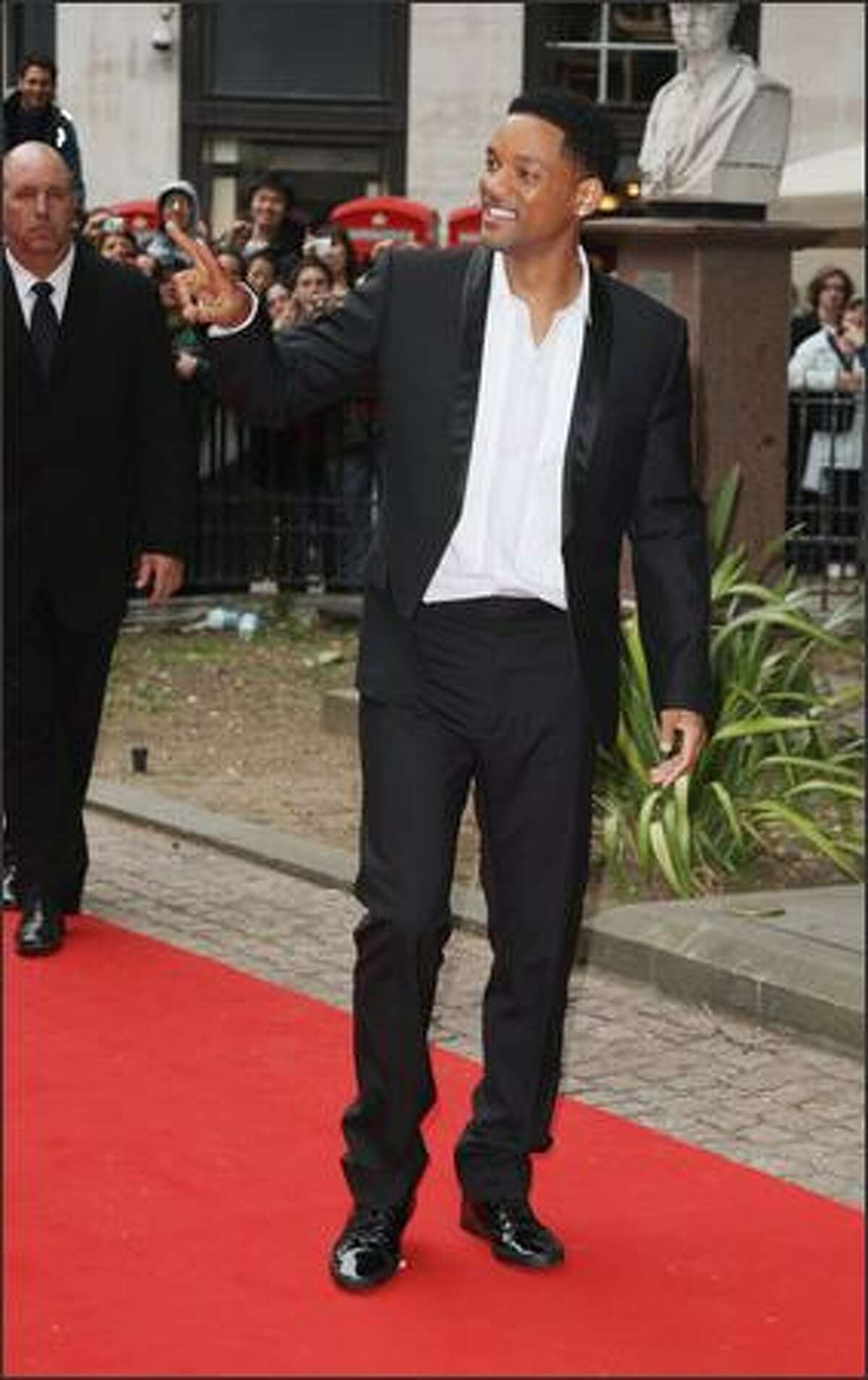 Actor Will Smith arrives at the "Hancock" premiere at Leicester Square on Wednesday in London.