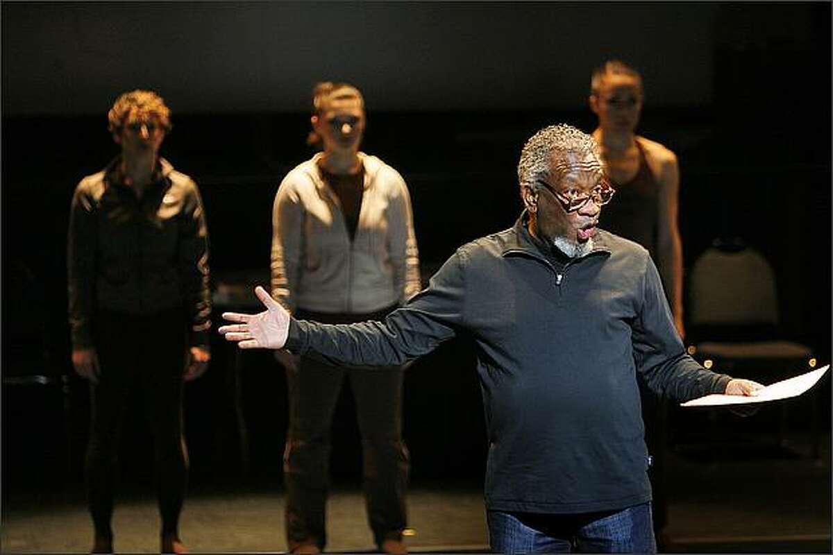 Artistic Director Donald Byrd and members of the Spectrum Dance Theatre perform "A Chekhovian Resolution" during dress rehearsals at the Moore Theater in Seattle.