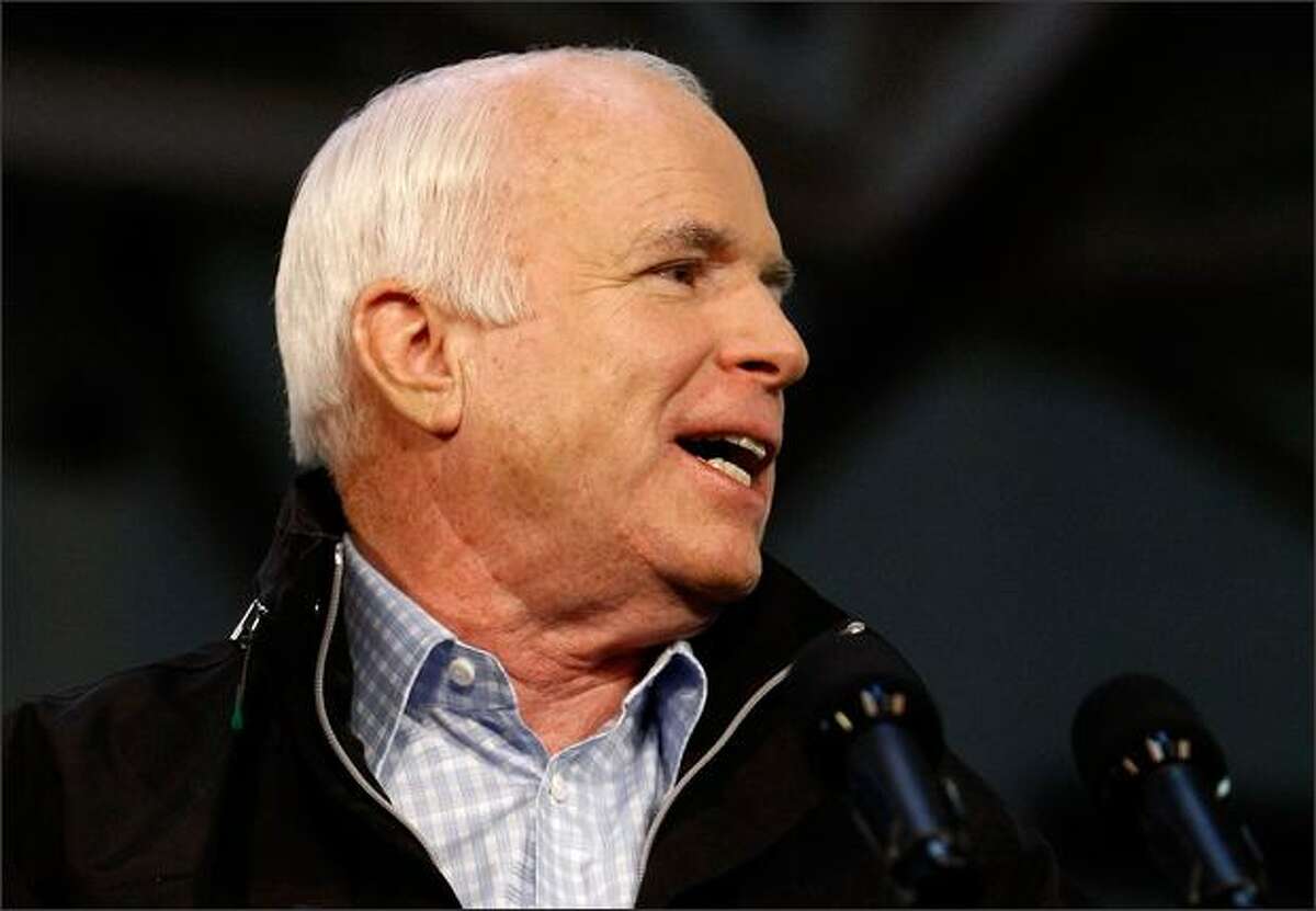 Republican presidential nominee Sen. John McCain (R-AZ) addresses a 2008 campaign rally at The Long John Center on the campus of the University of Scranton on Sunday in Scranton, Pennsylvania. He was a Vietnam War hero, and a model of comity in politics.