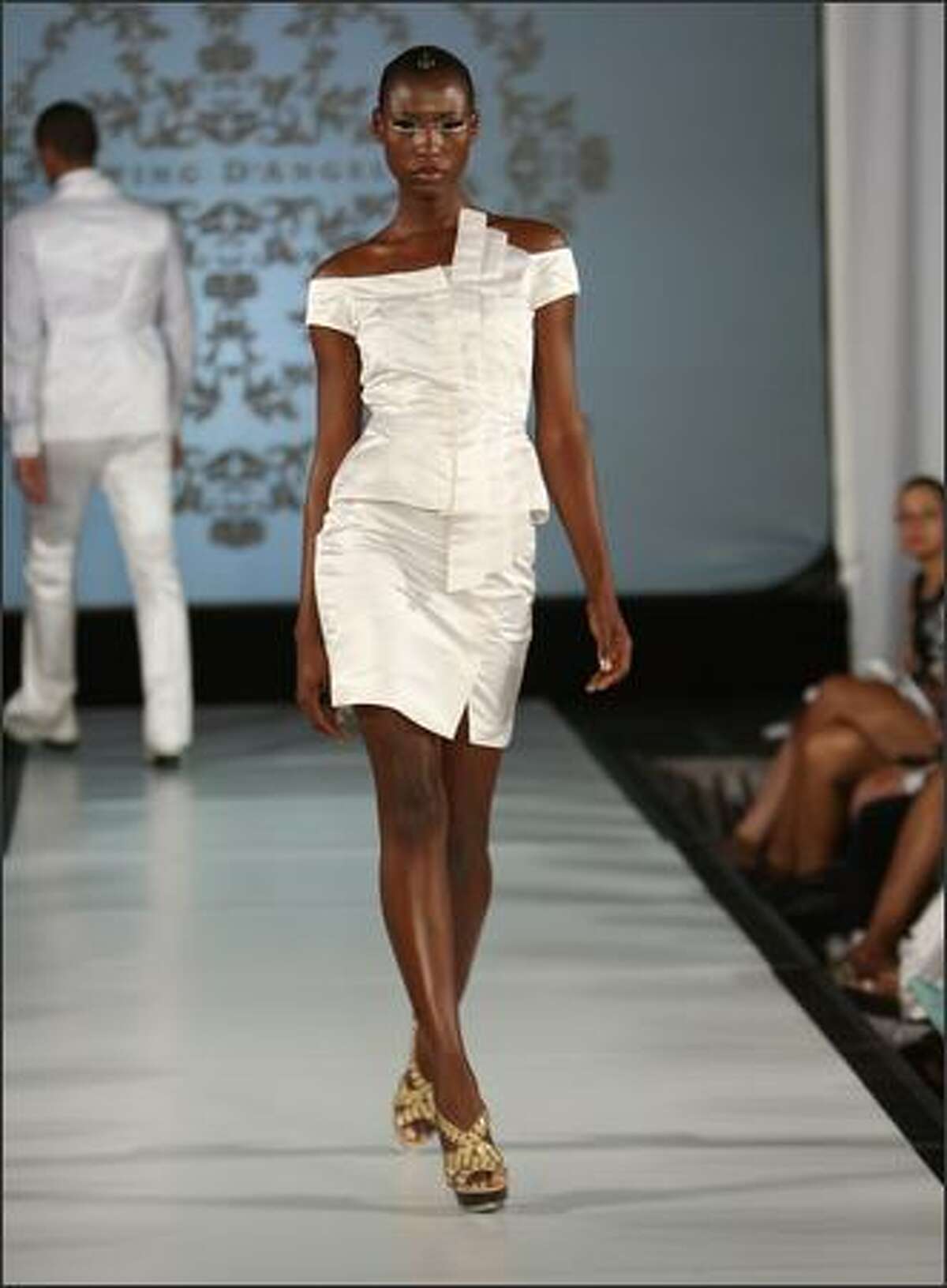 A model walks the runway during the Edwing D'Angelo show.