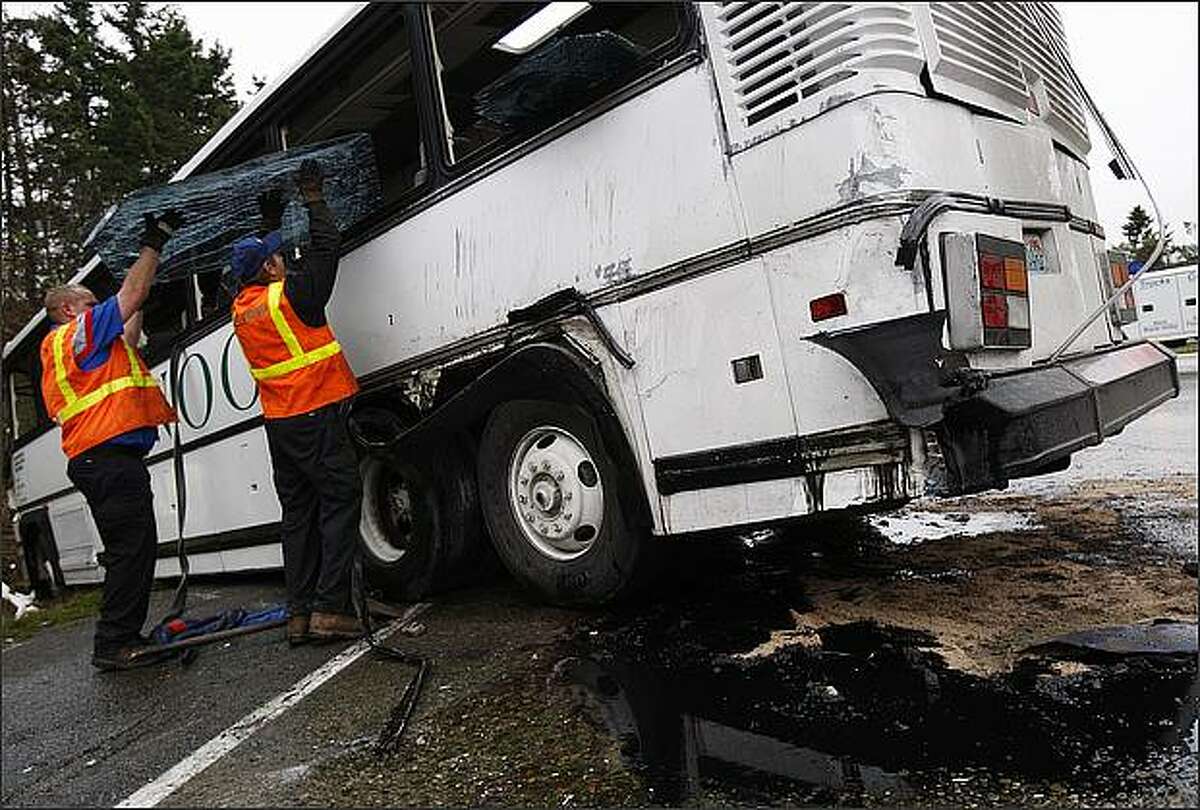 Bellevue football team's bus overturns