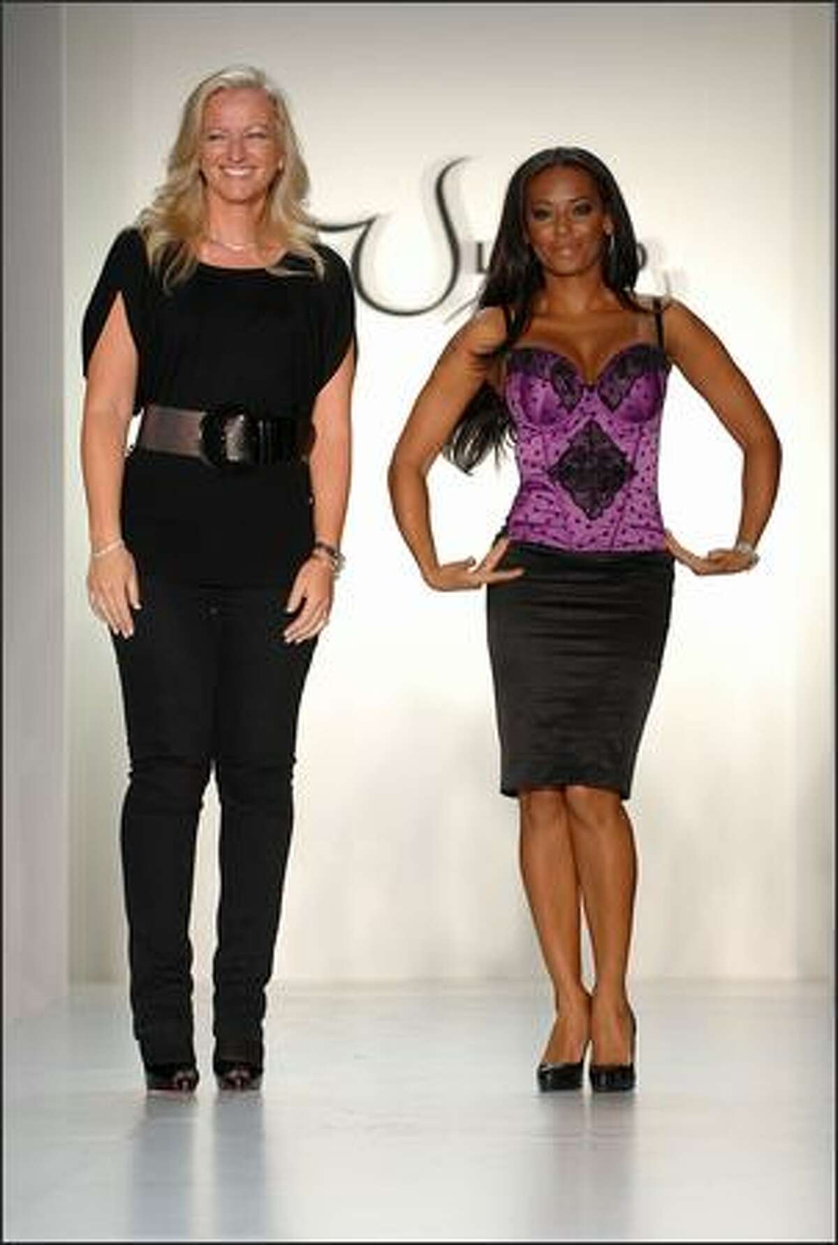 Ultimo Scottish designer lingerie brand founder Michelle, left, and pop singer Melanie Brown appear at the Mel B With Ultimo Spring 2009 fashion show during Mercedes-Benz Fashion Week at the Metropolitan Pavilion on Tuesday in New York City.