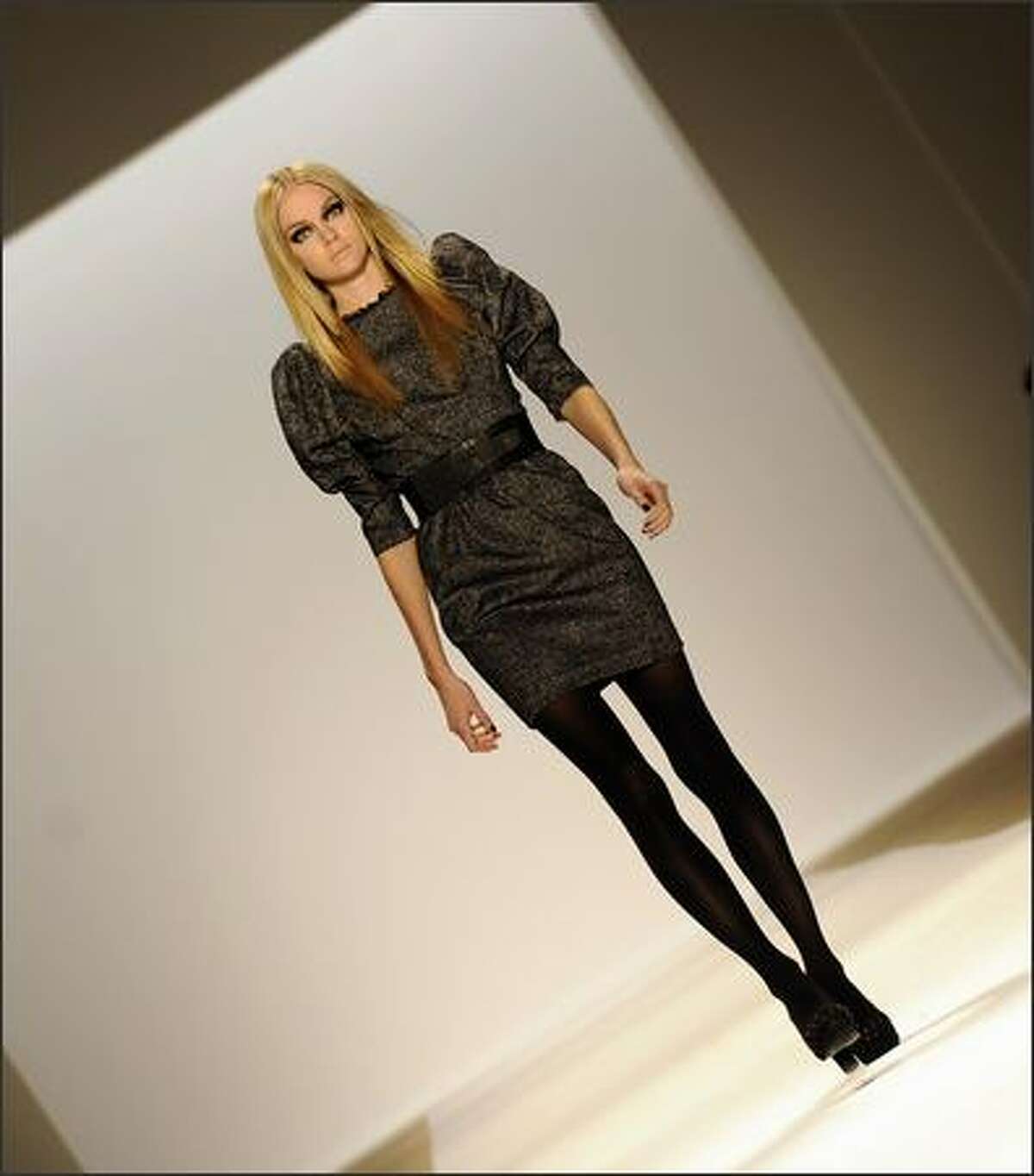 A model during the Yigal Azrouel Collection 2009 Fashion Show at the Mercedes Benz Fashion Week in New York on Friday.
