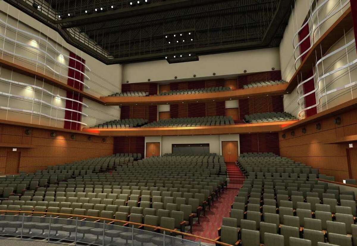 This artist's rendering shows the interior of the envisioned Greenwich High School auditorium and music instructional space.