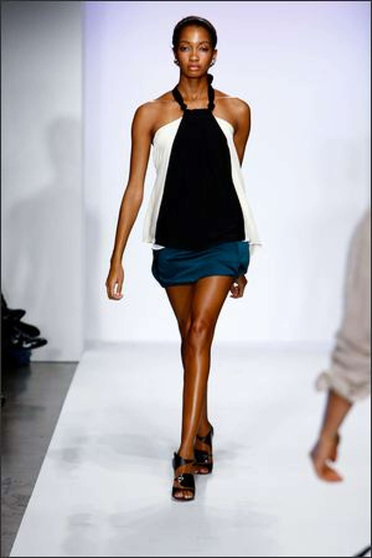 A model walks the runway at the Crispin & Basilo Spring 2009 fashion show during Mercedes-Benz Fashion Week held at Smashbox Studios on Tuesday in Culver City, Calif.