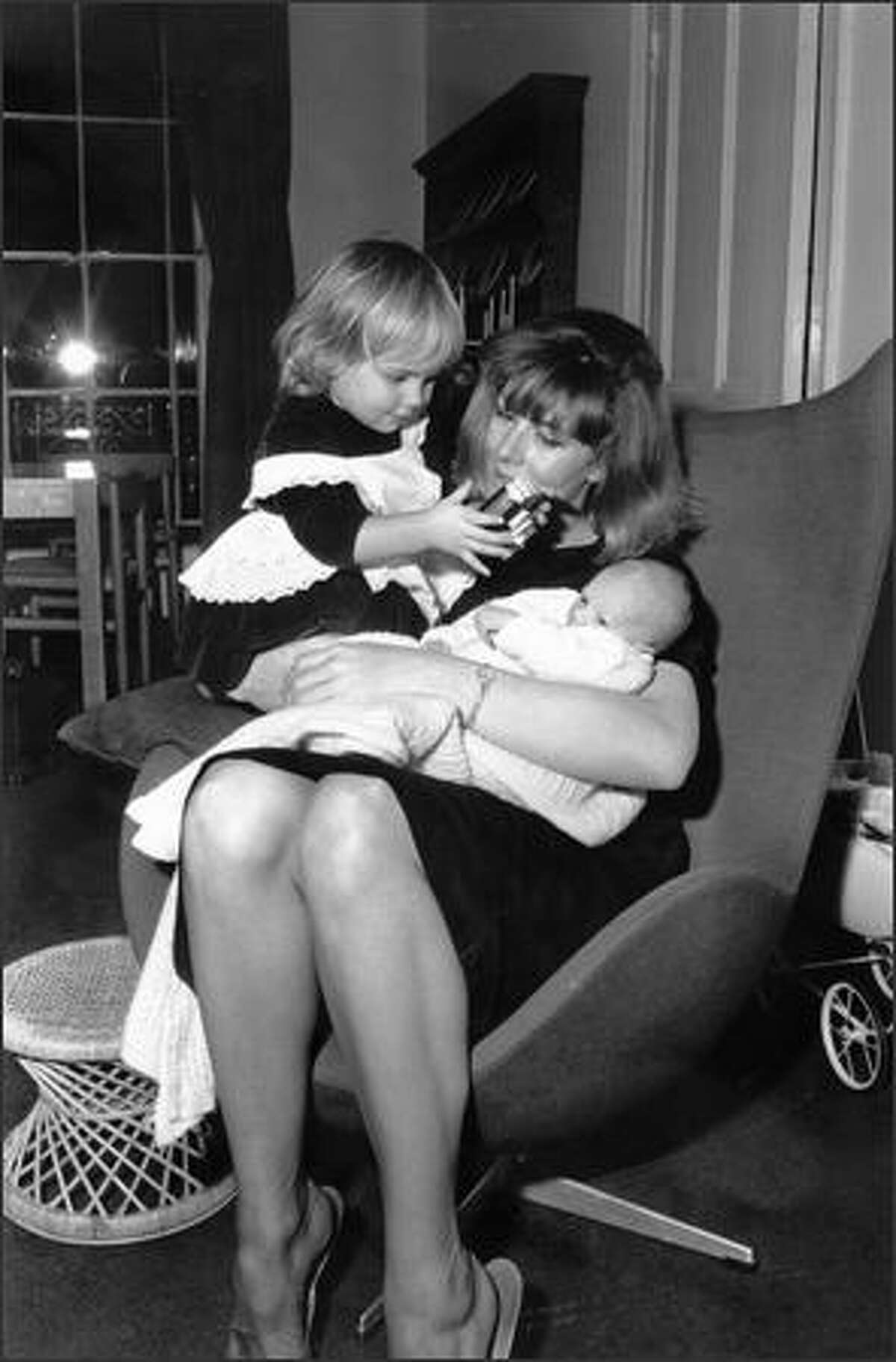 Jan. 19, 1965: English actress Vanessa Redgrave, with her children, Natasha and Joely.