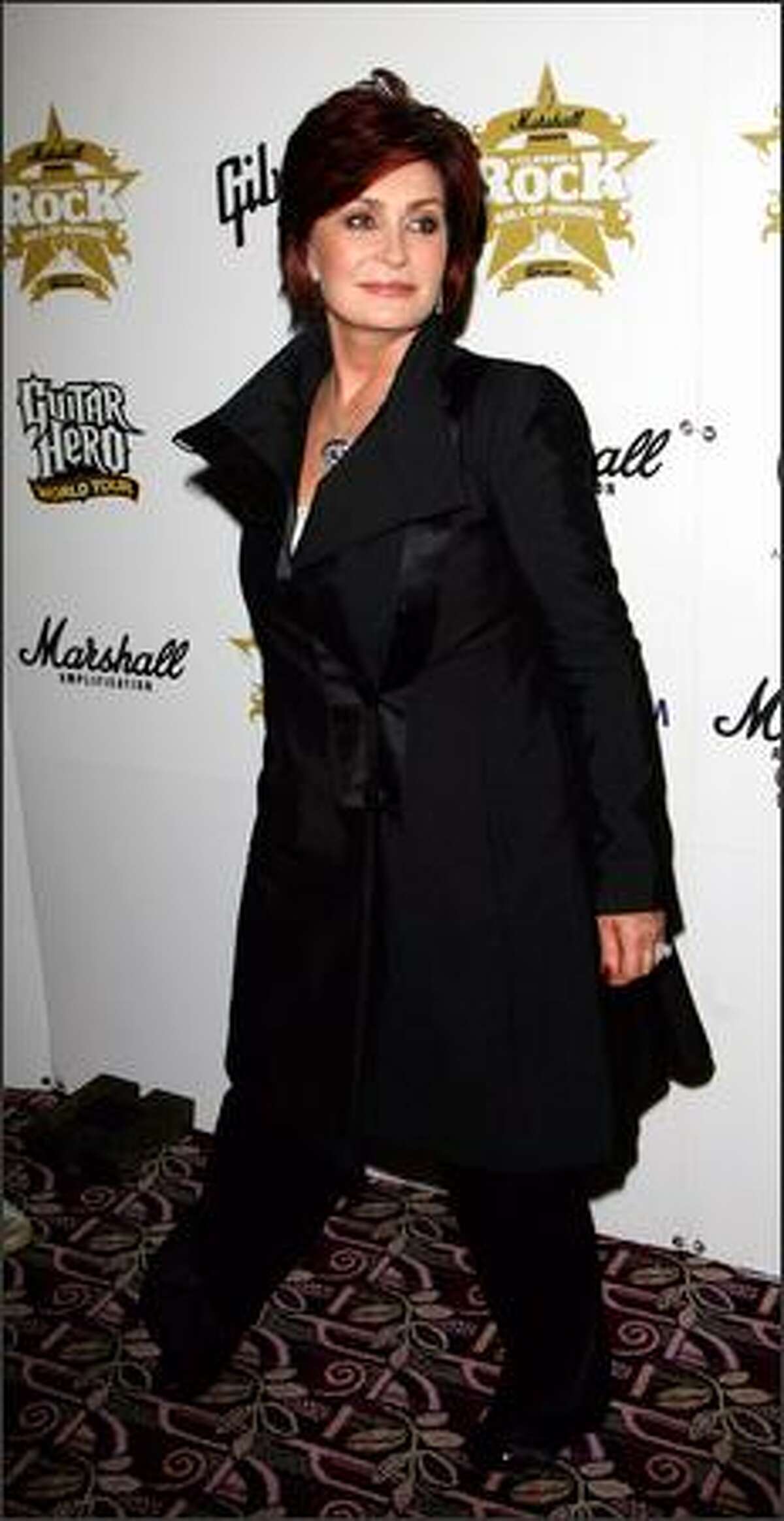 Sharon Osbourne arrives for the Classic Rock Roll of Honour at the Park Lane Hotel on Monday in London.