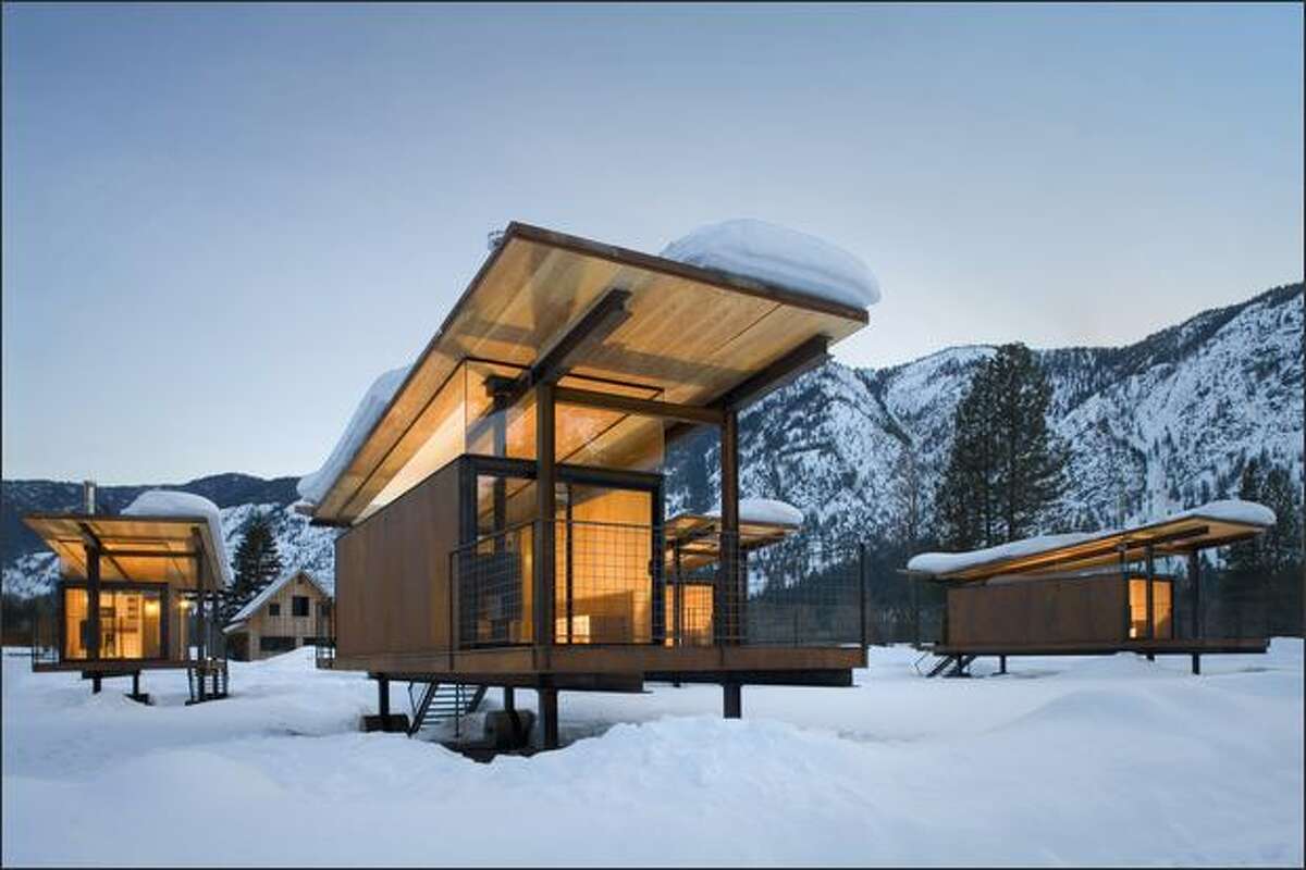 Olson Sundberg Kundig Allen designed the Rolling Huts guesthouses on wheels for a Methow Valley client who faced local land-use ordinances that wouldn’t allow cabins.