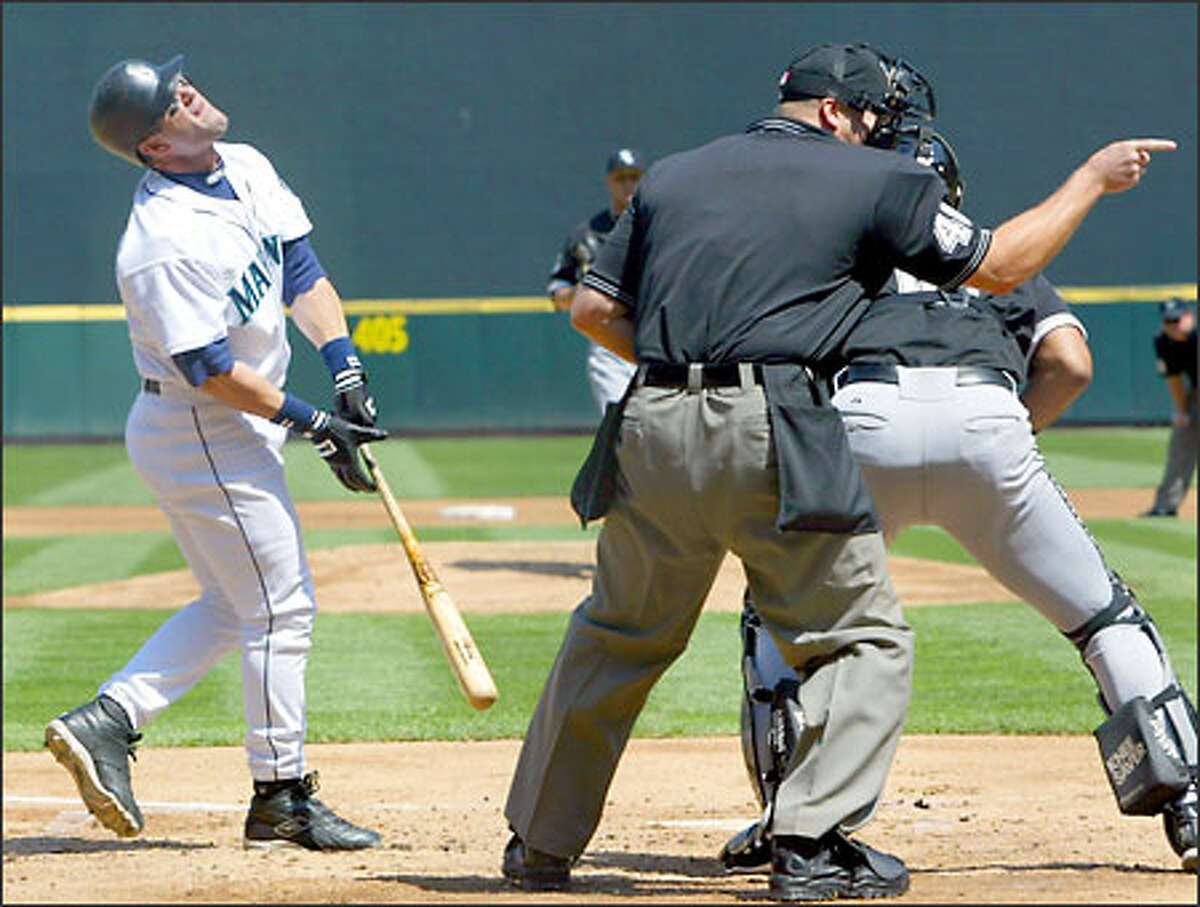 A strike is called against Seattle Mariner Edgar Martinez during the first inning against the White Sox.