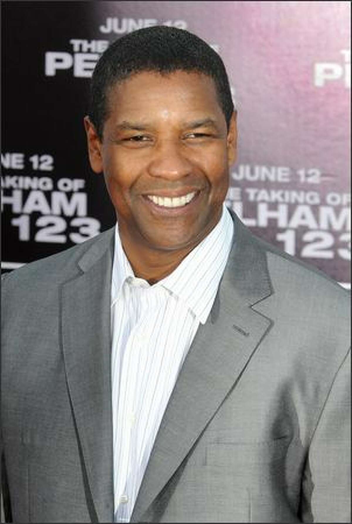 Cast member Denzel Washington arrives for the premiere of "The Taking of Pelham 123" on Wednesday night in Los Angeles.