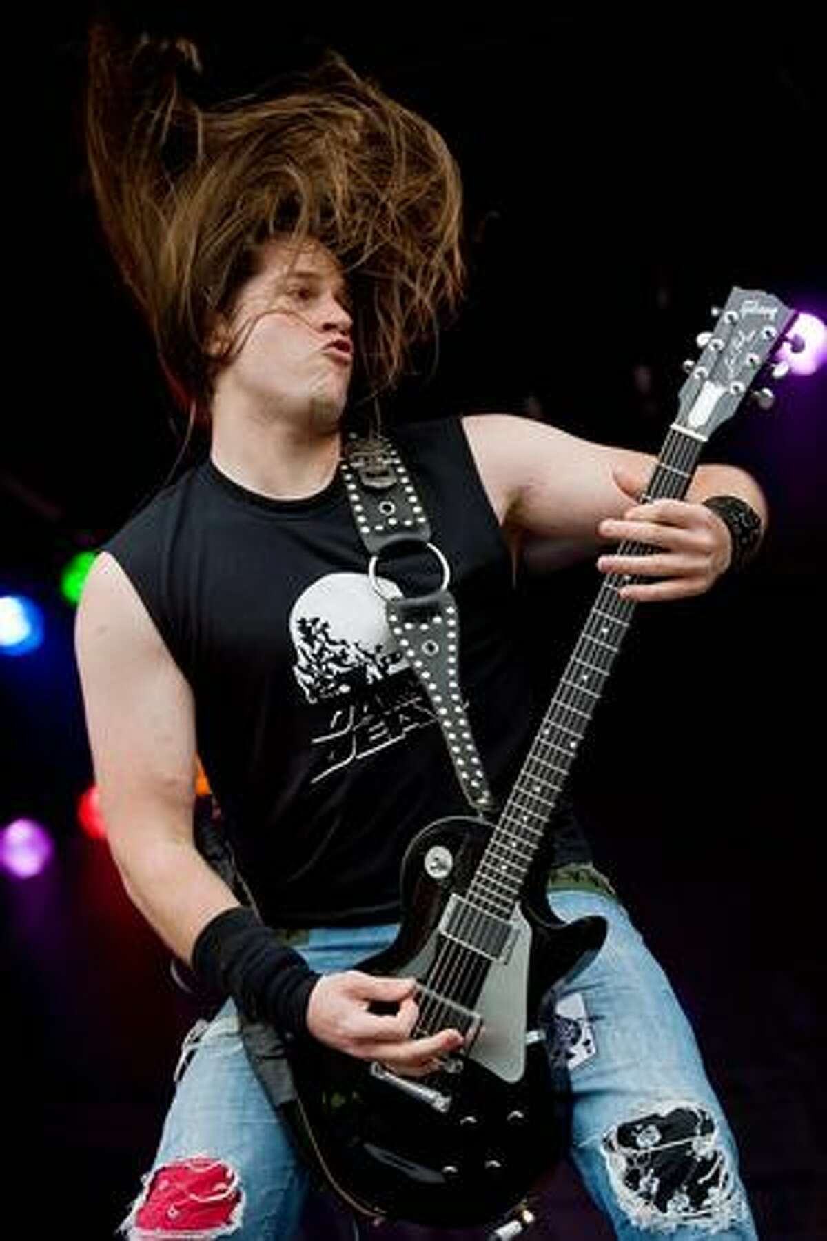 Adam Zadel of US metal group Soil performs on the Saturn stage at the Sonisphere rock festival at Knebworth, UK