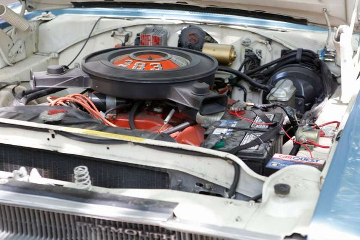 The engine of the original 1970 Plymouth Satellite during the Pioneer Square Fire Festival in Seattle.