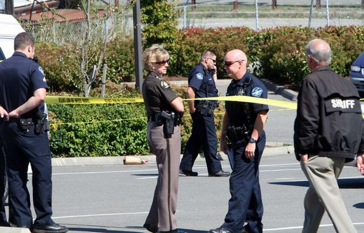 Sheriff Sue Rahr at the scene of a fatal deputy-involved shooting Thursday afternoon in Shoreline.
