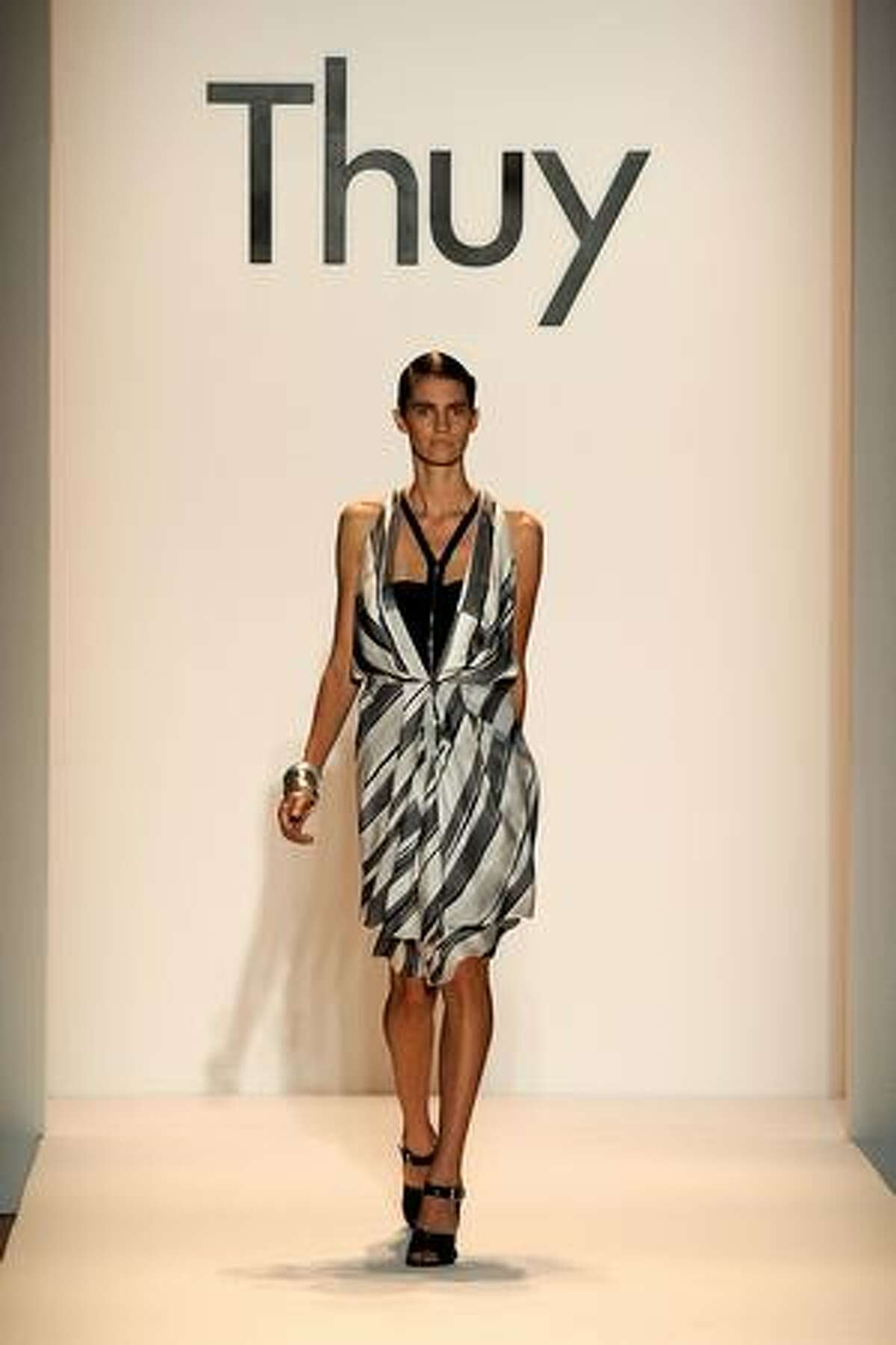 A model walks the runway at the Thuy Spring 2010 Fashion Show at the Salon at Bryant Park on Sunday in New York City.