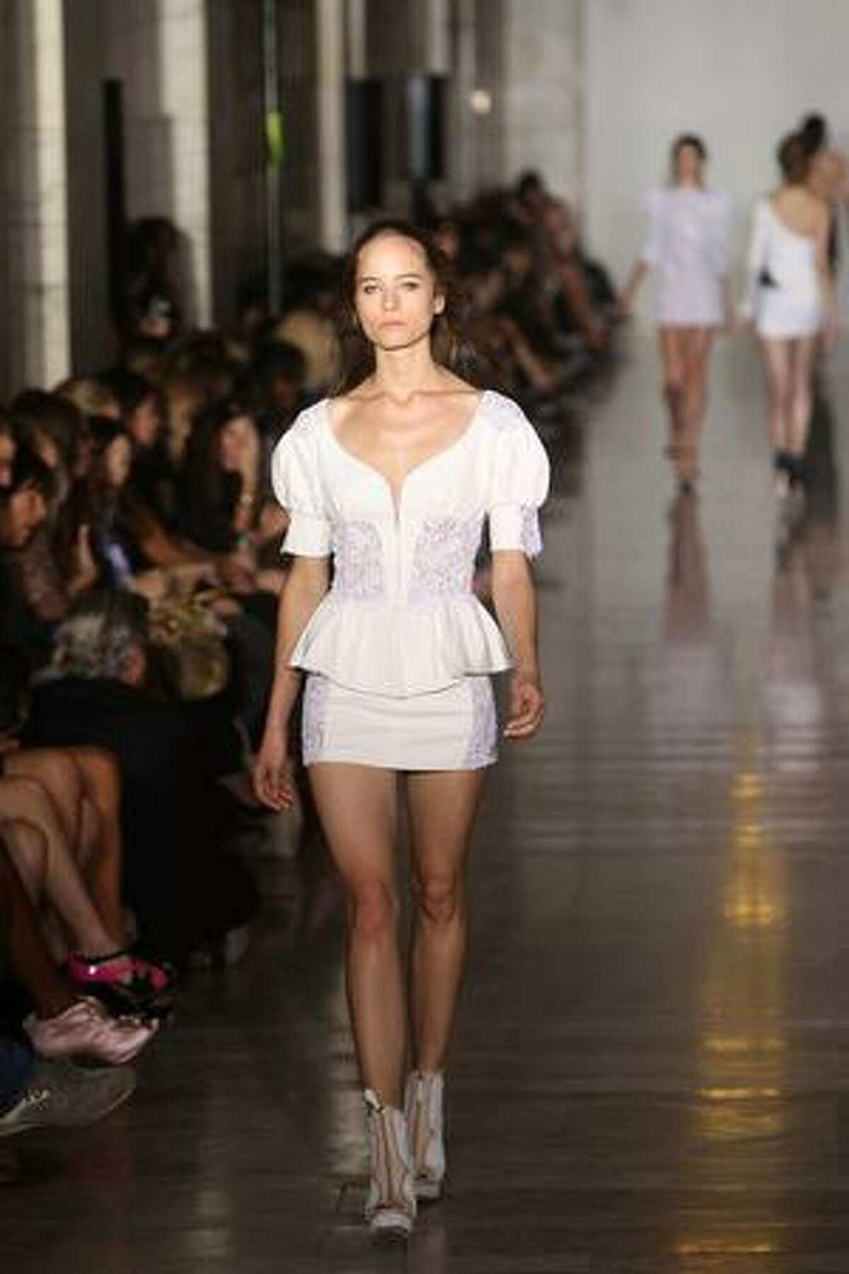 A model walks the runway at Jill Stuart Spring 2010 fashion show at The New York Public Library in New York, New York.