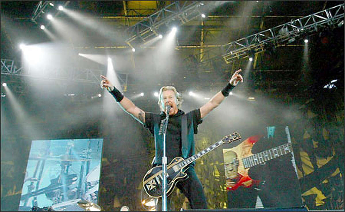 James Hetfield from Metallica at the Summer Sanitarium Tour at Seahawks Stadium.