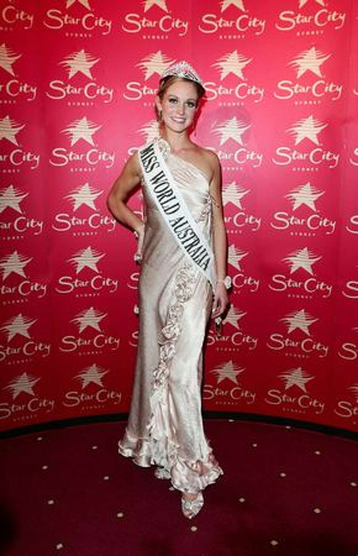 Winner of 2009 Miss World Australia Sophie Laver poses at the ceremony at Star City in Sydney, Australia.