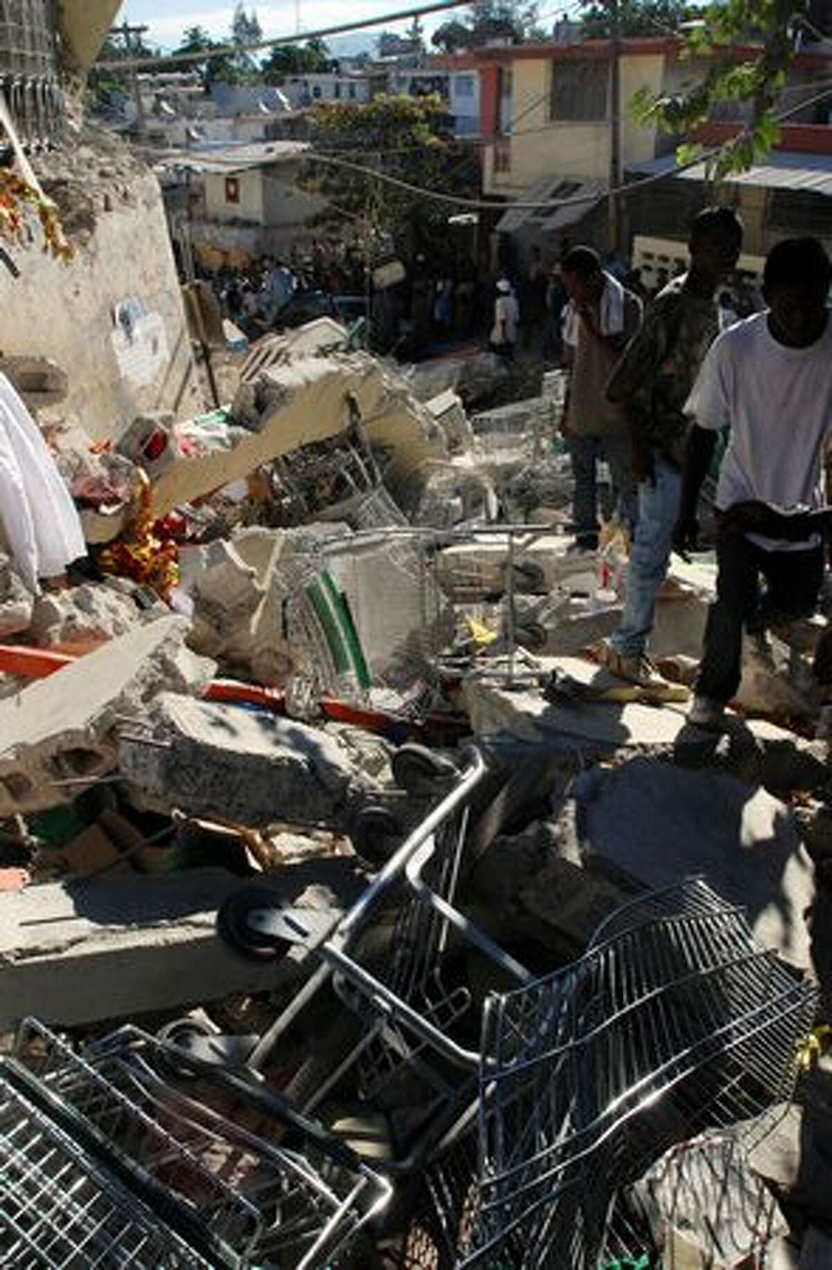 Debris litters a street in Port-au-Prince, Haiti.