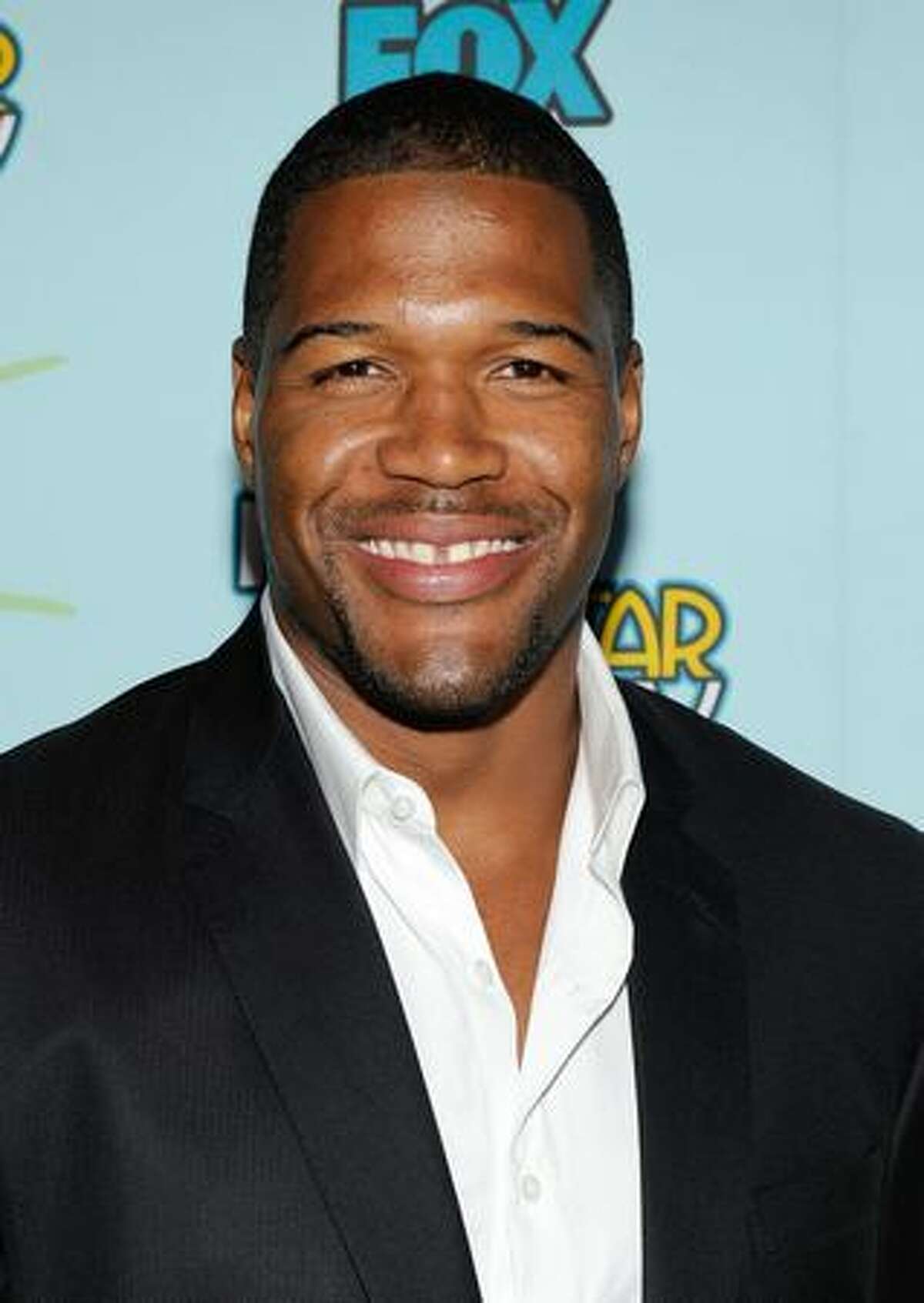 Actor Michael Strahan attends the 2009 FOX All-Star Party held at the Langham Hotel in Pasadena, California.