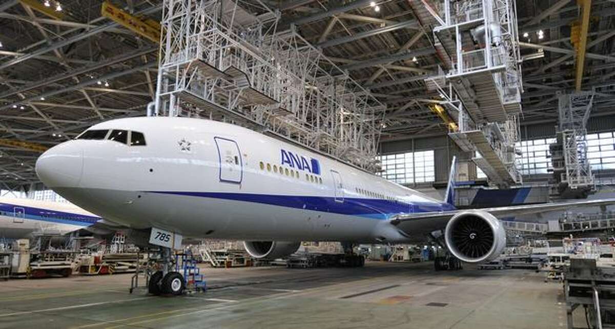 Japan's All Nippon Airways displays its new Boeing 777-300ER during a press preview at an ANA hangar in Narita International Airport, suburban Tokyo on April 16, 2010. The new aircraft is scheduled to commence flights from April 19 on the Narita-New York route.