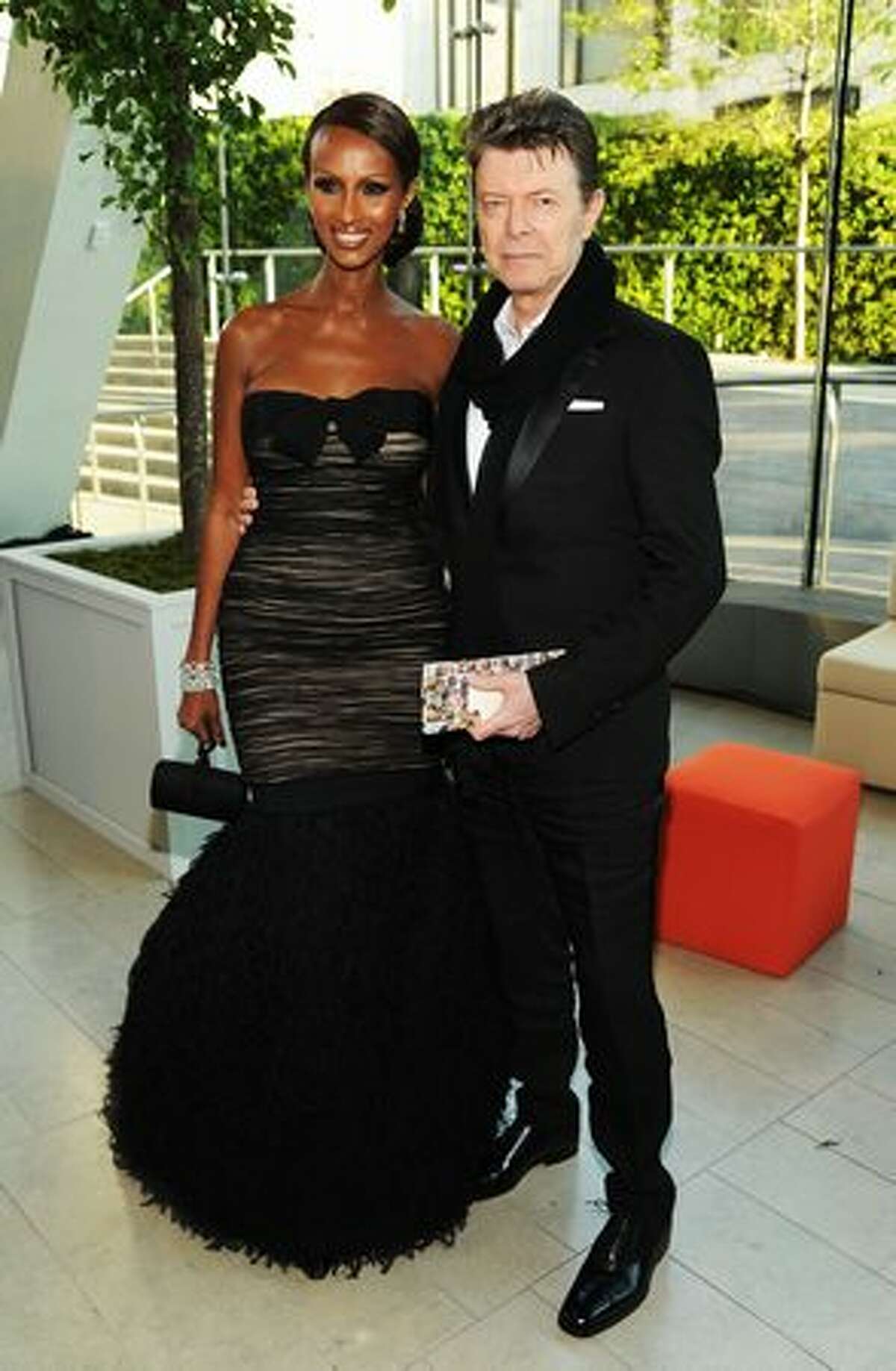 Model Iman (left) and musician David Bowie attend.
