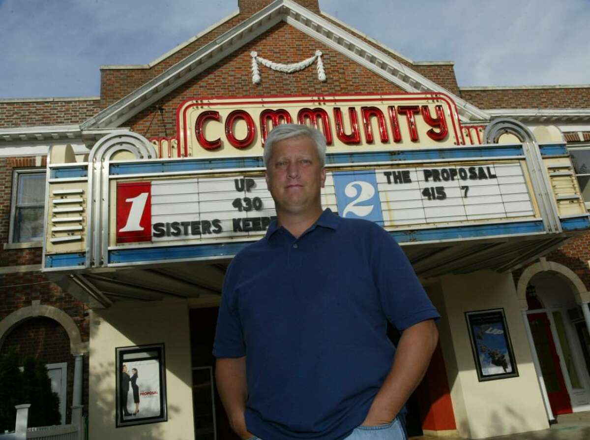 Leo Redgate, stands in front of the Community Theater on Unquowa Road and the Post Road, Thursday, Sept. 10 2009.Redgate has been chosen Arts Patron of the Year by the Fairfield Arts Council.