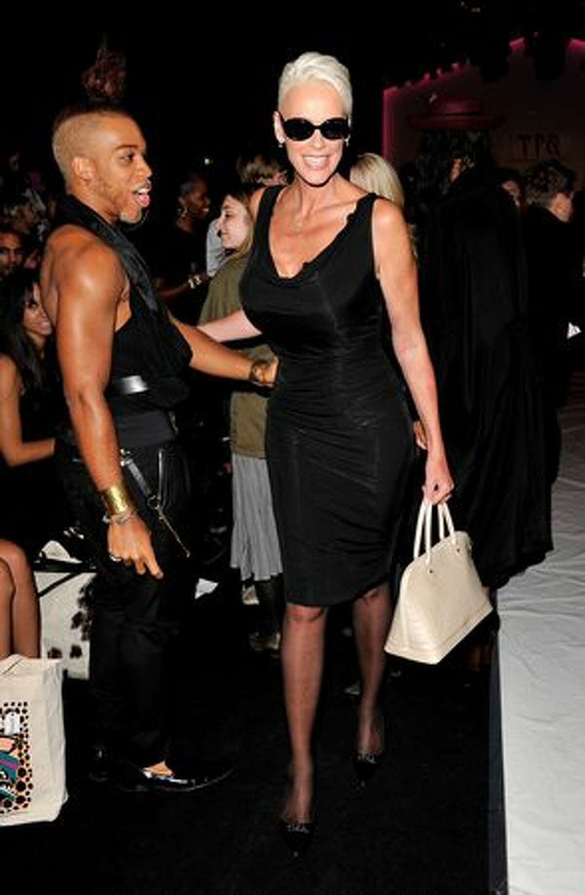 Brigitte Nielsen attends the PPQ Spring/Summer 2011 fashion show during LFW at Somerset House in London, England.