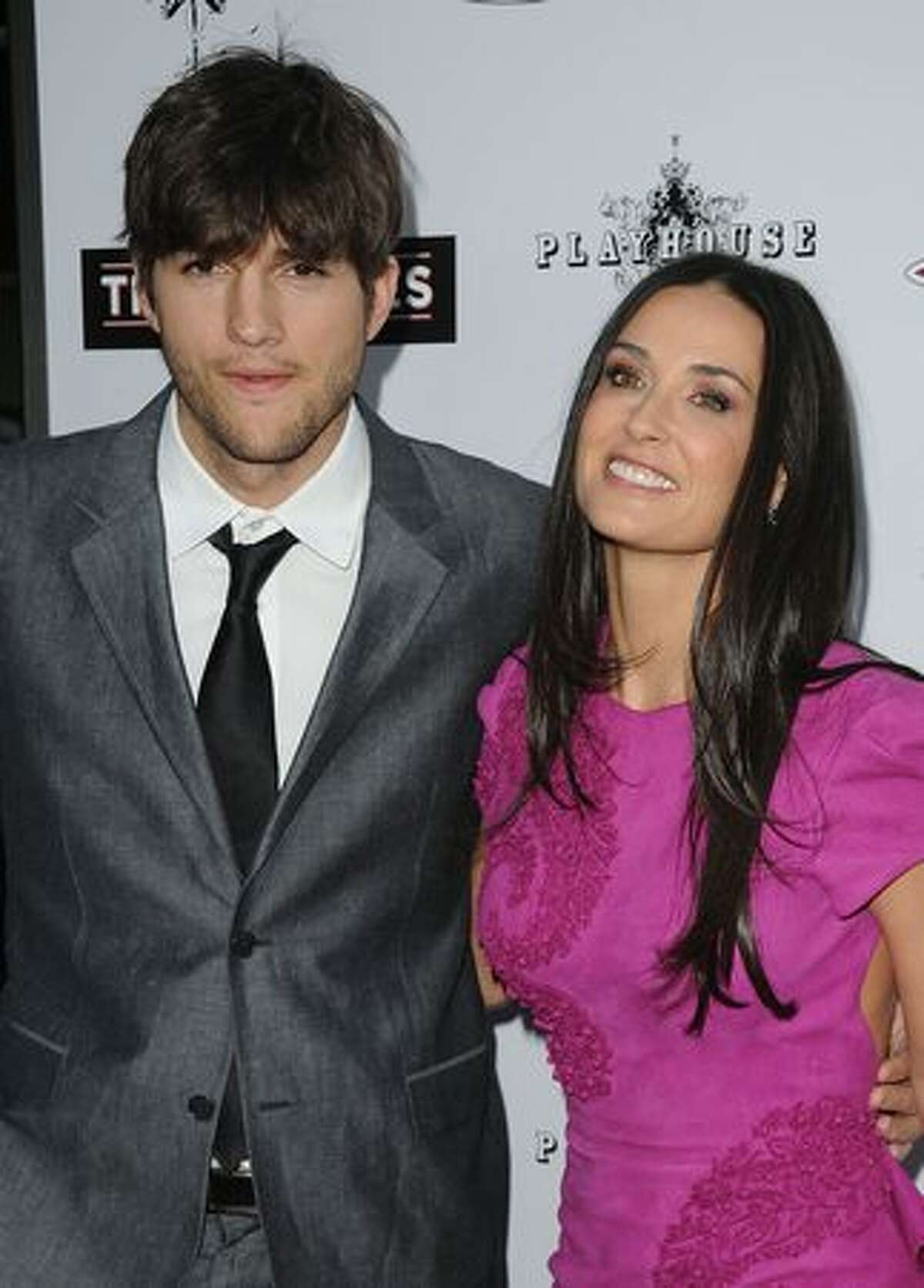 Actors Ashton Kutcher and Demi Moore arrive at Roadside Attractions & Echo Lake Entertainment's premiere of 'The Joneses' held at Arclight Hollywood Cinema on April 8, 2010 in Los Angeles, California.