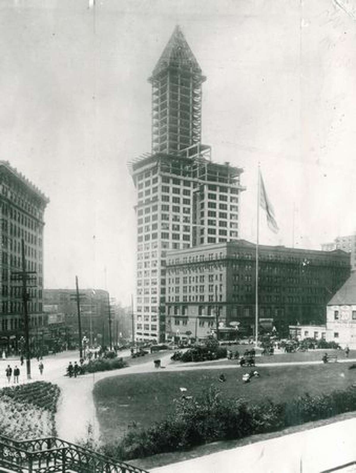 Seattle's skyline was definitely looking up as the 42-story Smith Tower was nearing completion. In 1914, it was the tallest west of the Mississippi River.